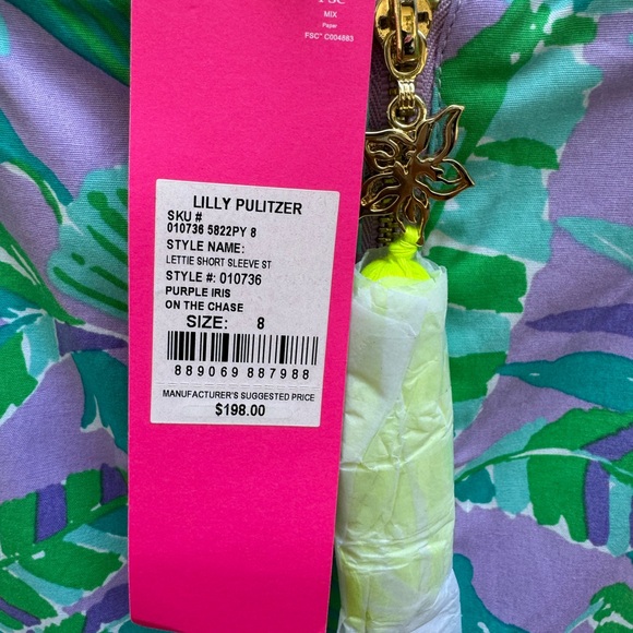 New Lilly Pulitzer Lettie Short Sleeve Dress in Purple Iris On the Chase Size 8 - Picture 5 of 5